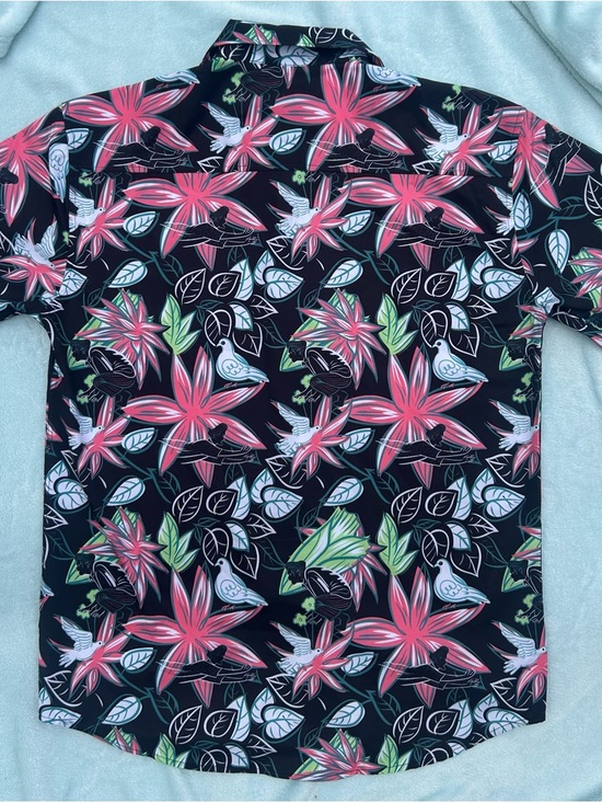 RSVLTS Other - RSVLTS Black Button-Up with Pink & Teal Tropical Print